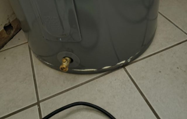 A water heater tank.