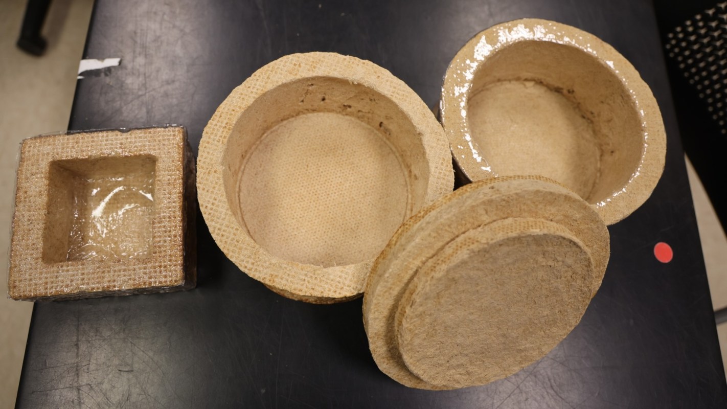 Wood-based foam containers.