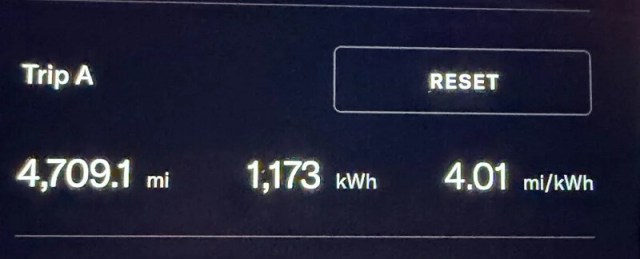 Trip mileage and efficiency recorded by the Lucid Air Pure