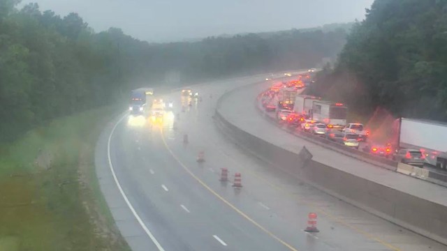 A closure on I-40 West in North Carolina amid heavy rain.