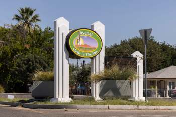 A welcome sign for Avenal, California.