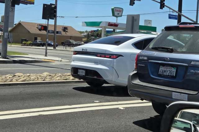 A BYD car on the road.