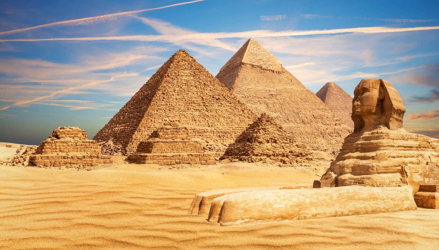 The Great Pyramids and the Sphinx.