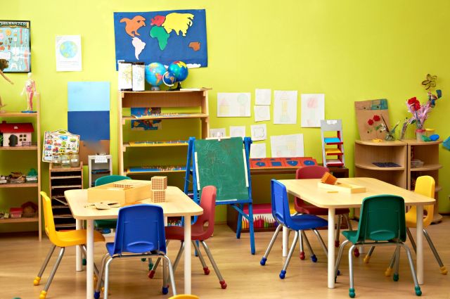 An elementary school classroom.