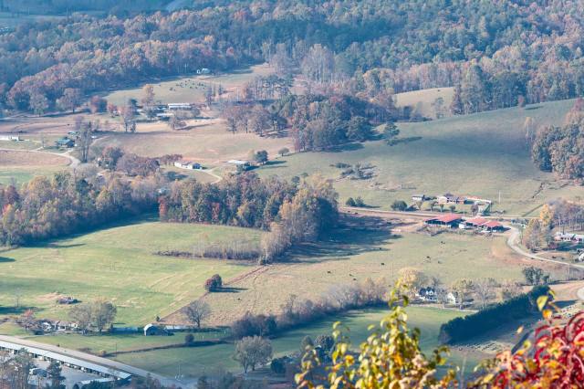 An aerial view of a rural community.