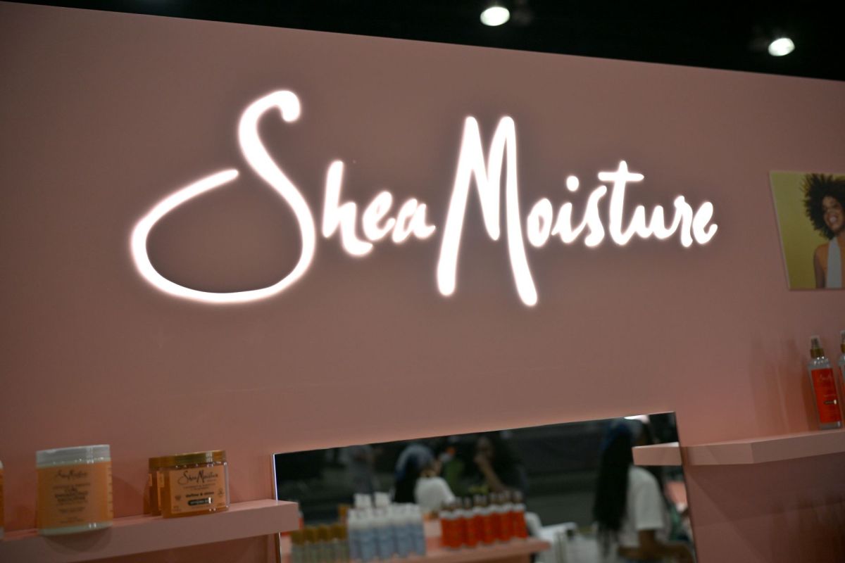 A display featuring the "Shea Moisture" logo.