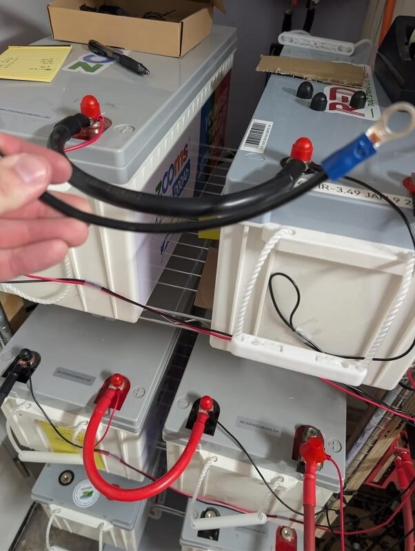 A homemade solar battery bank.
