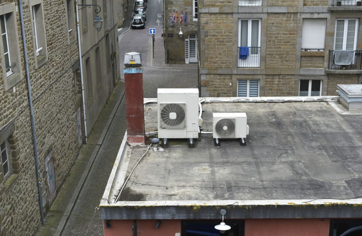 AC units on a building in France.