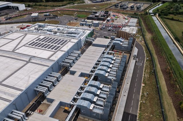 An aerial view of a data center.