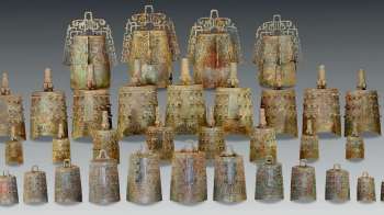 Intricately designed ancient bronze bells.