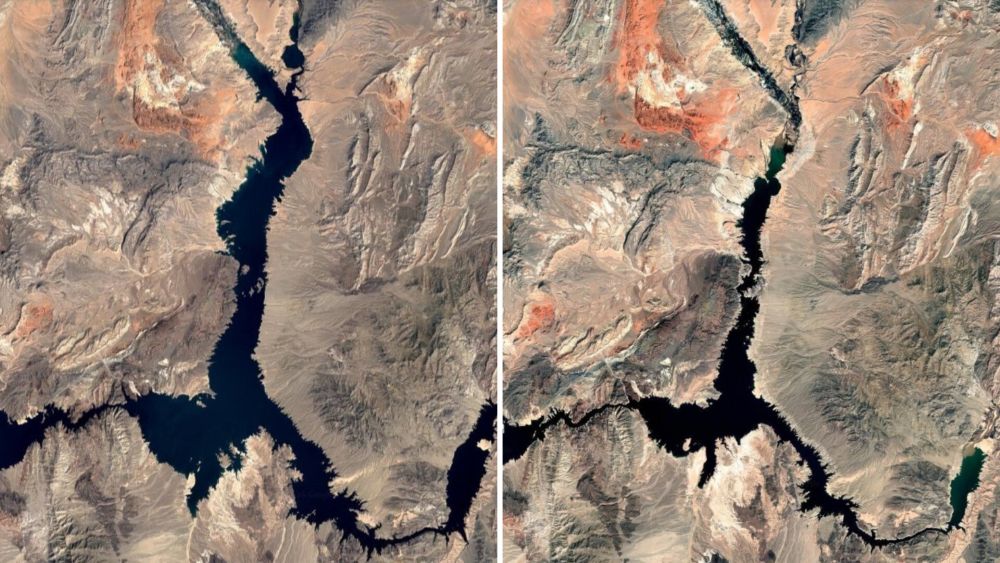 A comparison showing depleted water reserves.