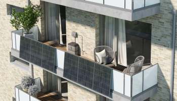A balcony with solar panels.
