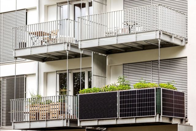 balcony with solar panels