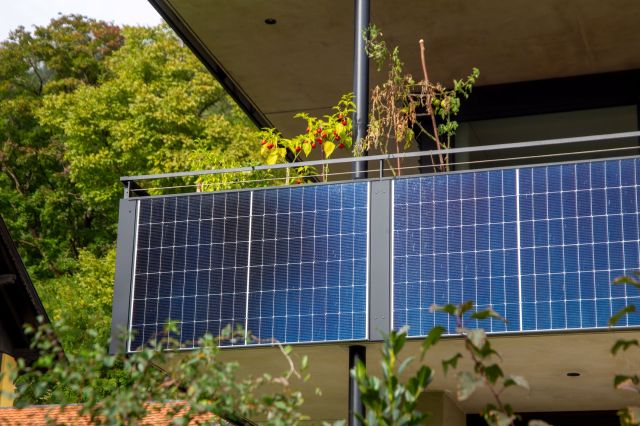 Solar panels on a balcony.