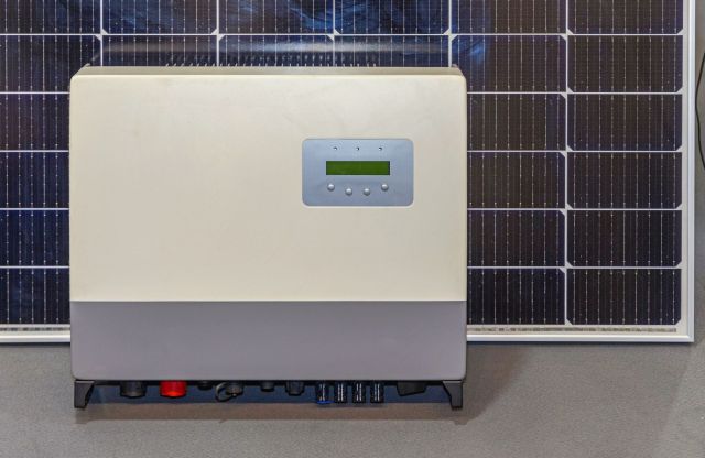 A solar panel, battery, and inverter.