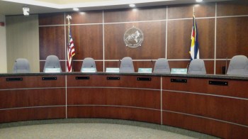 The Boulder City Council Chambers.