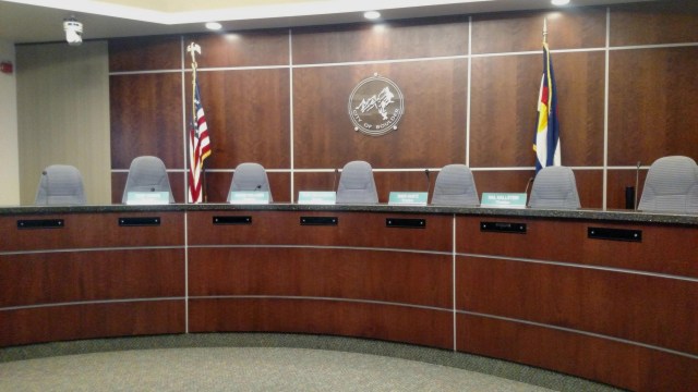 The Boulder City Council Chambers.