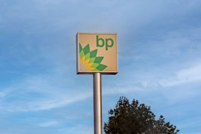A British Petroleum sign.