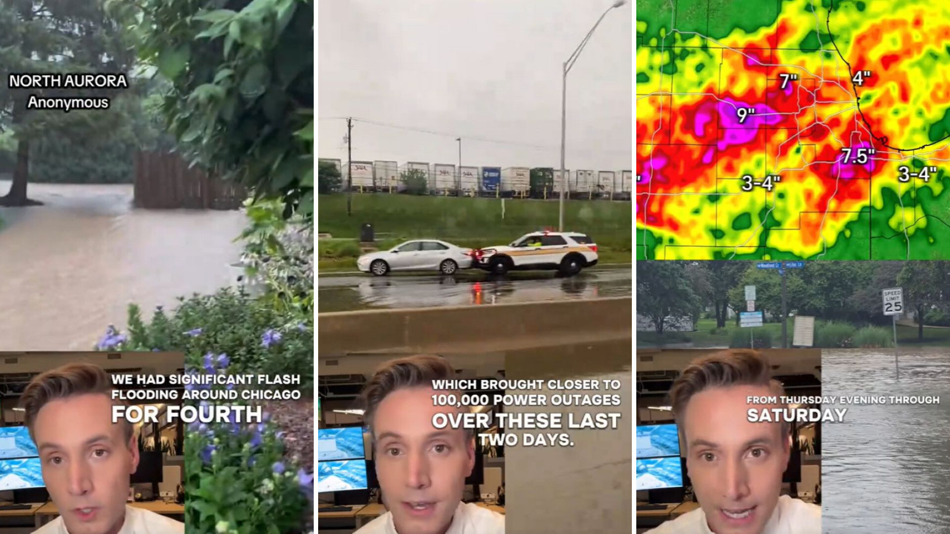 Chicago area gets pummeled by four storm rounds in 48 hours, sparking flash floods and 100,000 outages