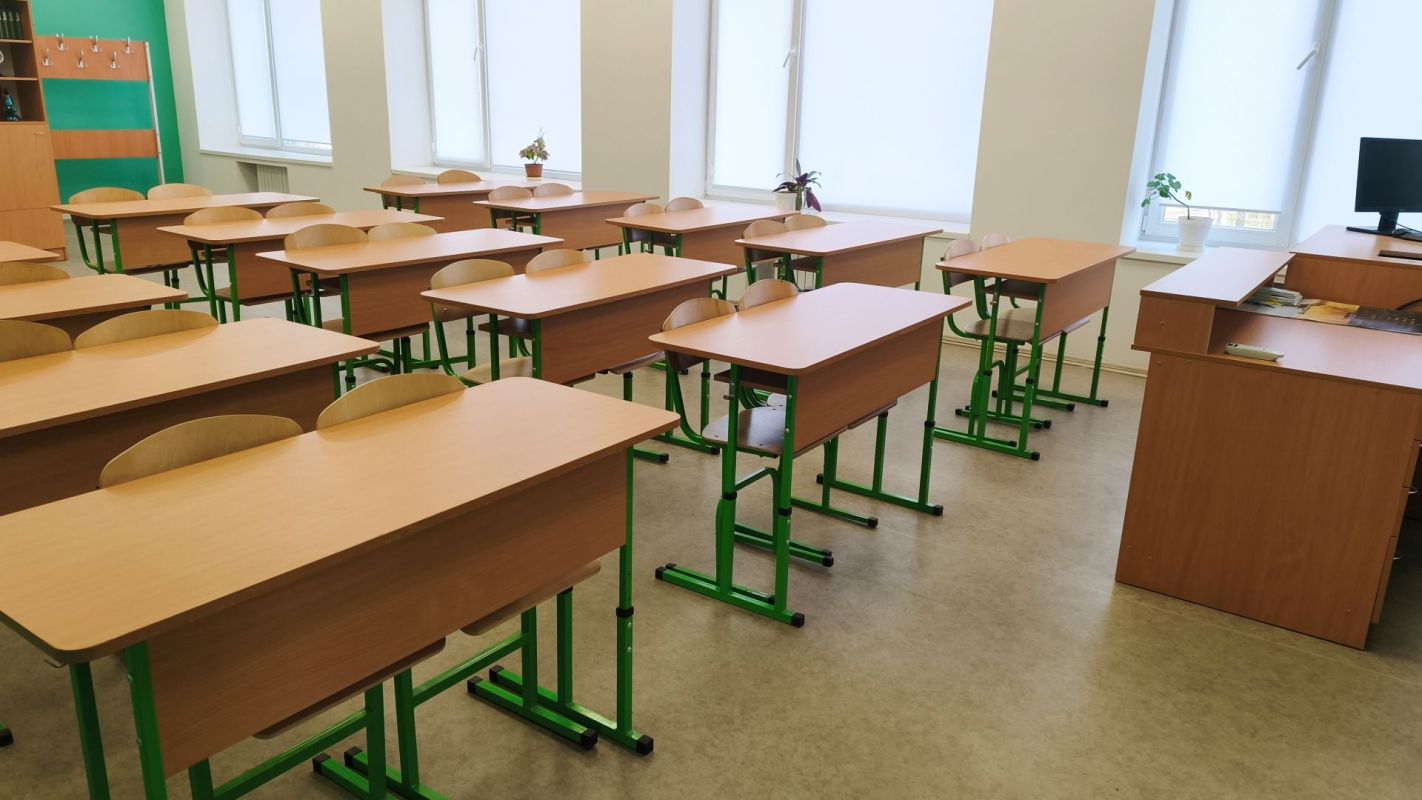 An empty classroom.