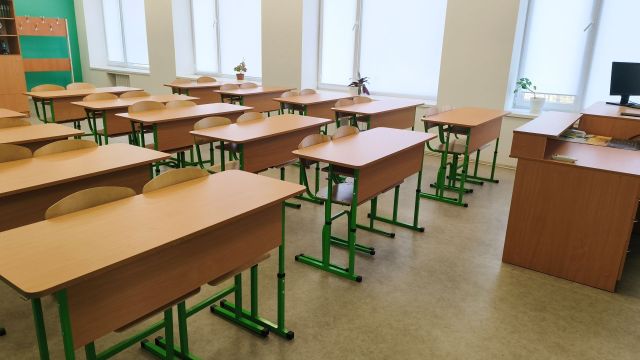 An empty classroom.