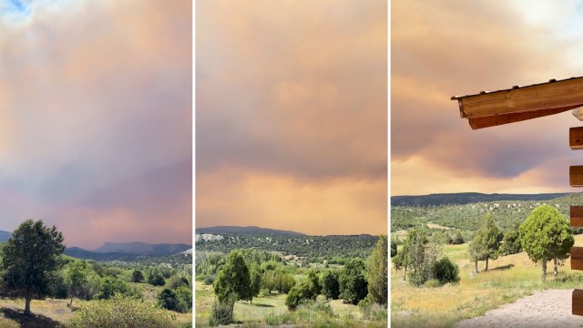 Smoke billowing into the sky from a wildfire in Colorado.