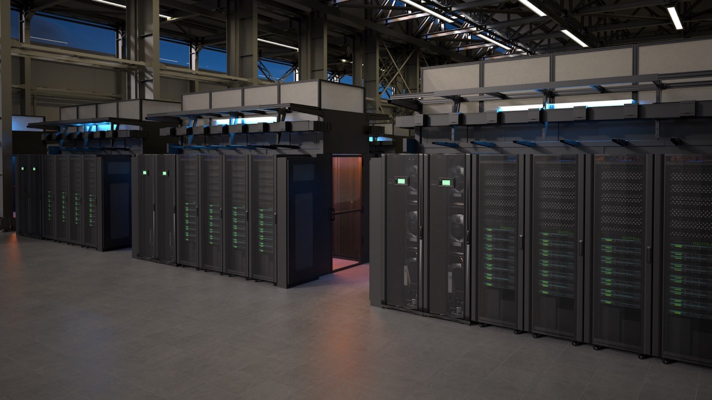 The inside of a data center.