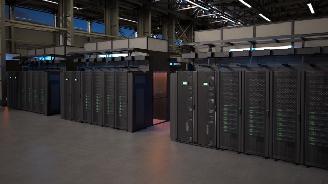 The inside of a data center.
