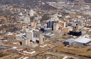 Aerial view of downtown Jackson, Mississippi.