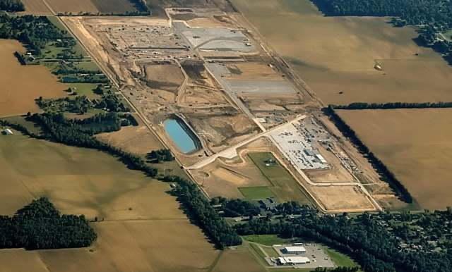 An aerial view of a construction site.