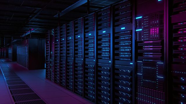The inside of a data center.