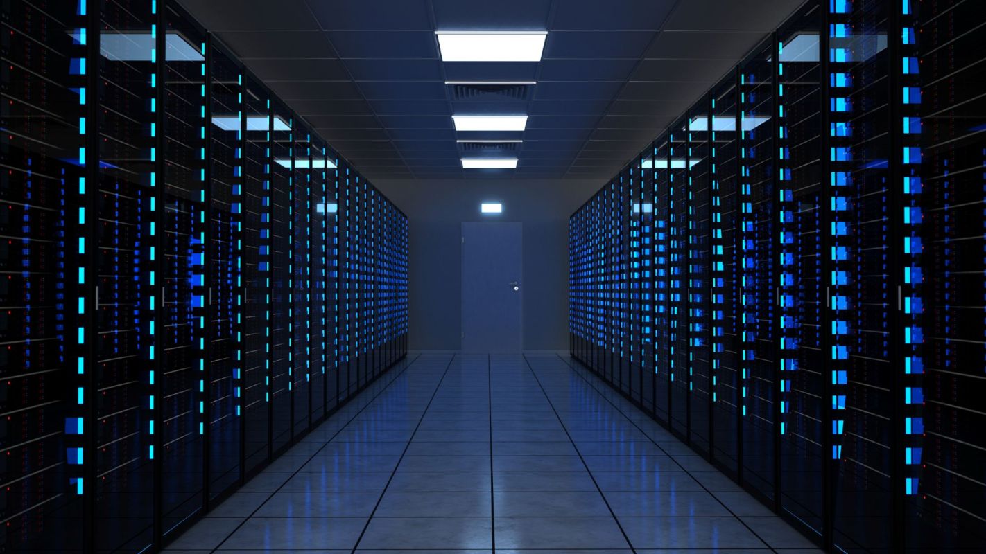 The inside of a data center.