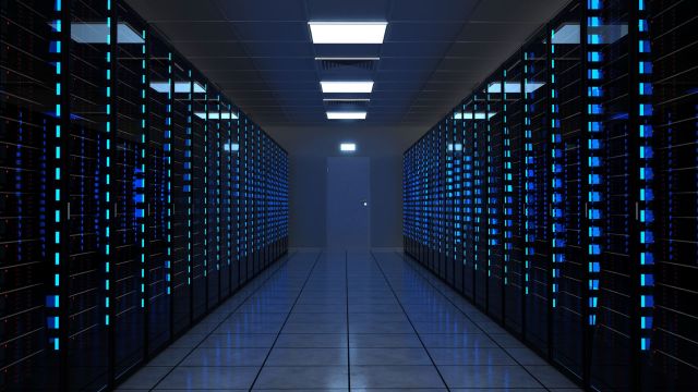 The inside of a data center.