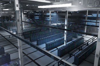 The inside of a data center.