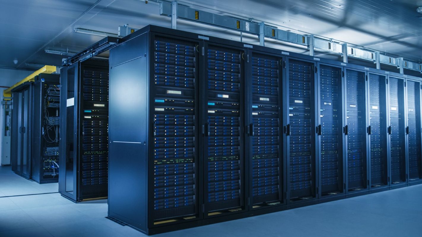The inside of a data center.