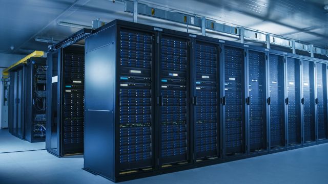 The inside of a data center.