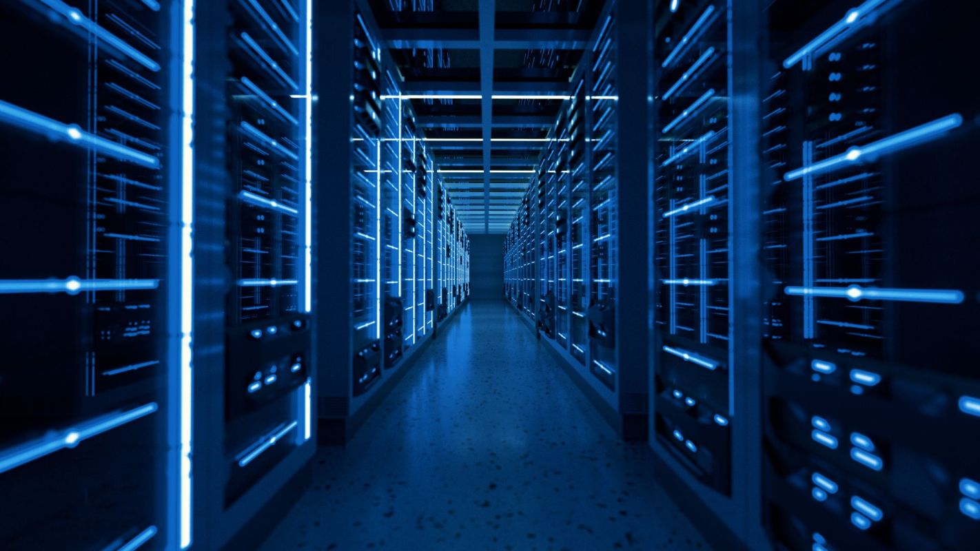 The inside of a data center.