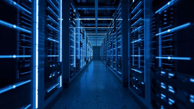 The inside of a data center.