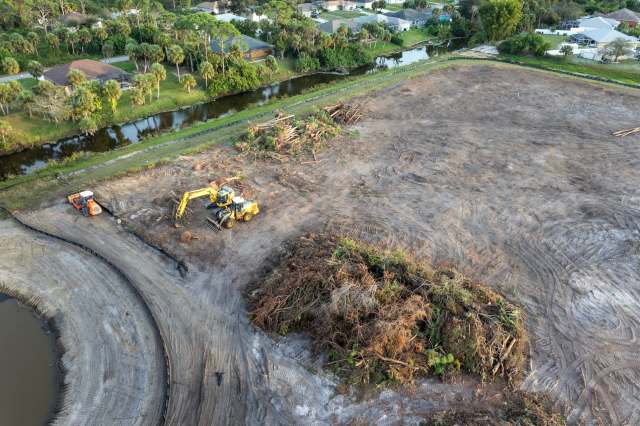 Aerial view of a construction site.
