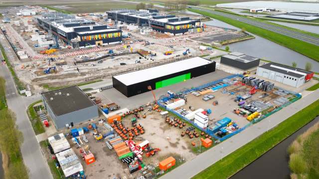 An aerial view of a data center construction site.