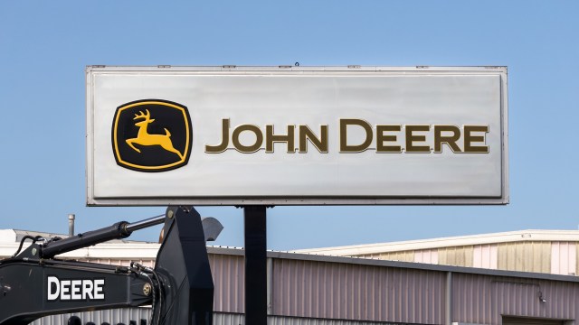 A John Deere sign.