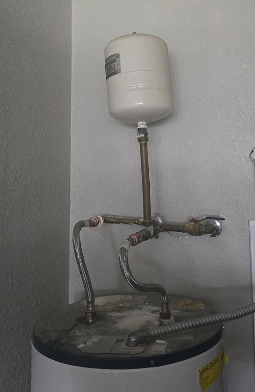 A deteriorated water heater.