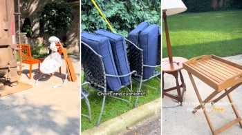 A collection of discarded furniture.