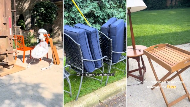 A collection of discarded furniture.
