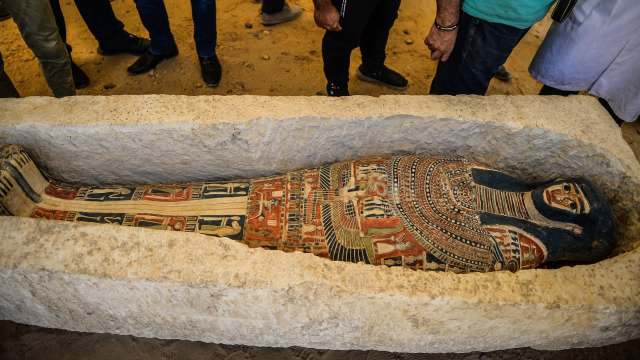 An ancient Egyptian sarcophagus.