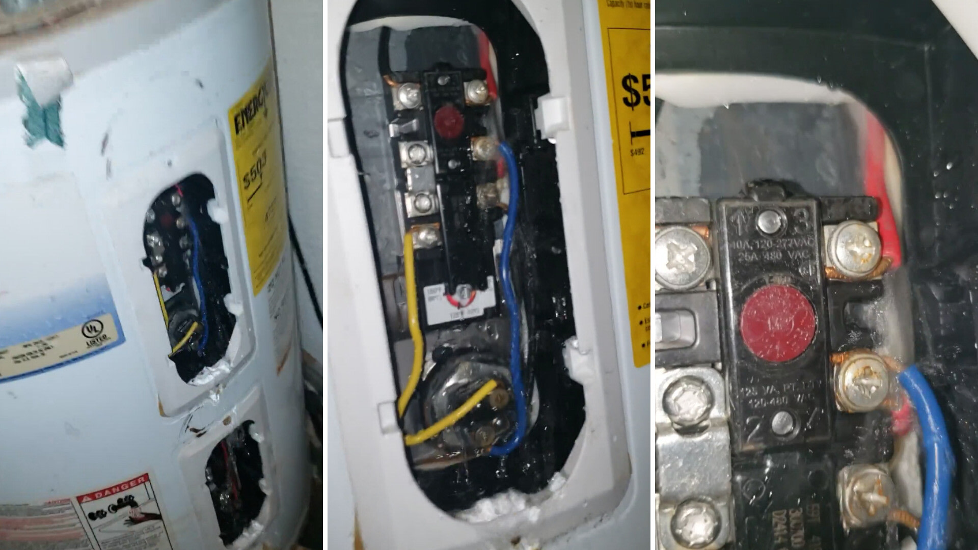 Electric water heater leaked over the thermostat, and every cold-water draw made it worse