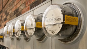 A row of electric meters.