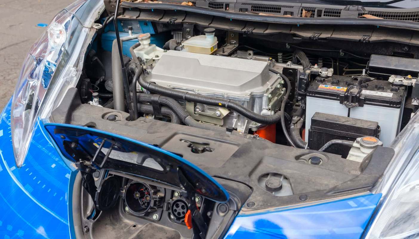 An open car hood.
