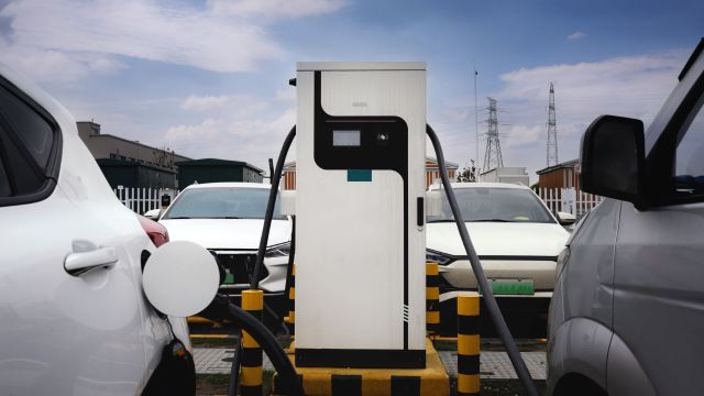 An electric vehicle charging station.