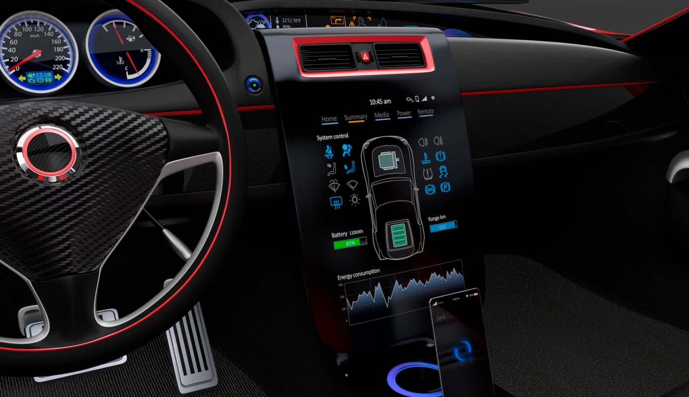A multimedia interface design for an electric vehicle.